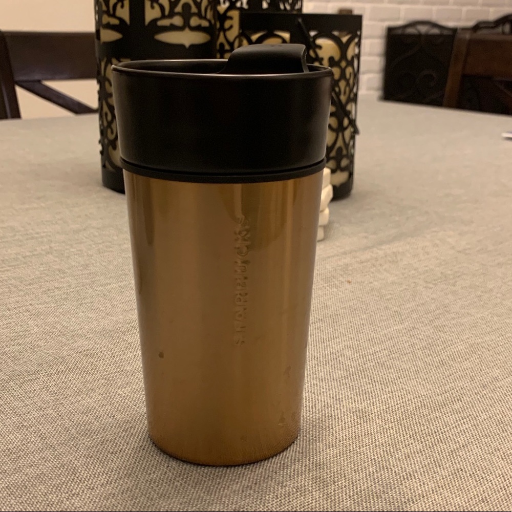 Starbucks Gold and black 12oz travel mug